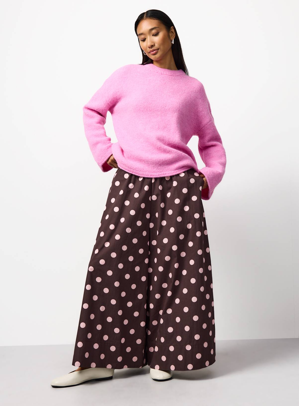 Pale Pink Crew Neck Knitted Jumper XS - Image 3